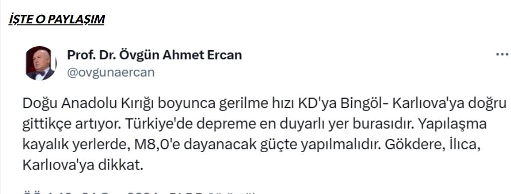 Prof. Ahmet Ercan uyardı.. 8 büyüklüğünde deprem 6