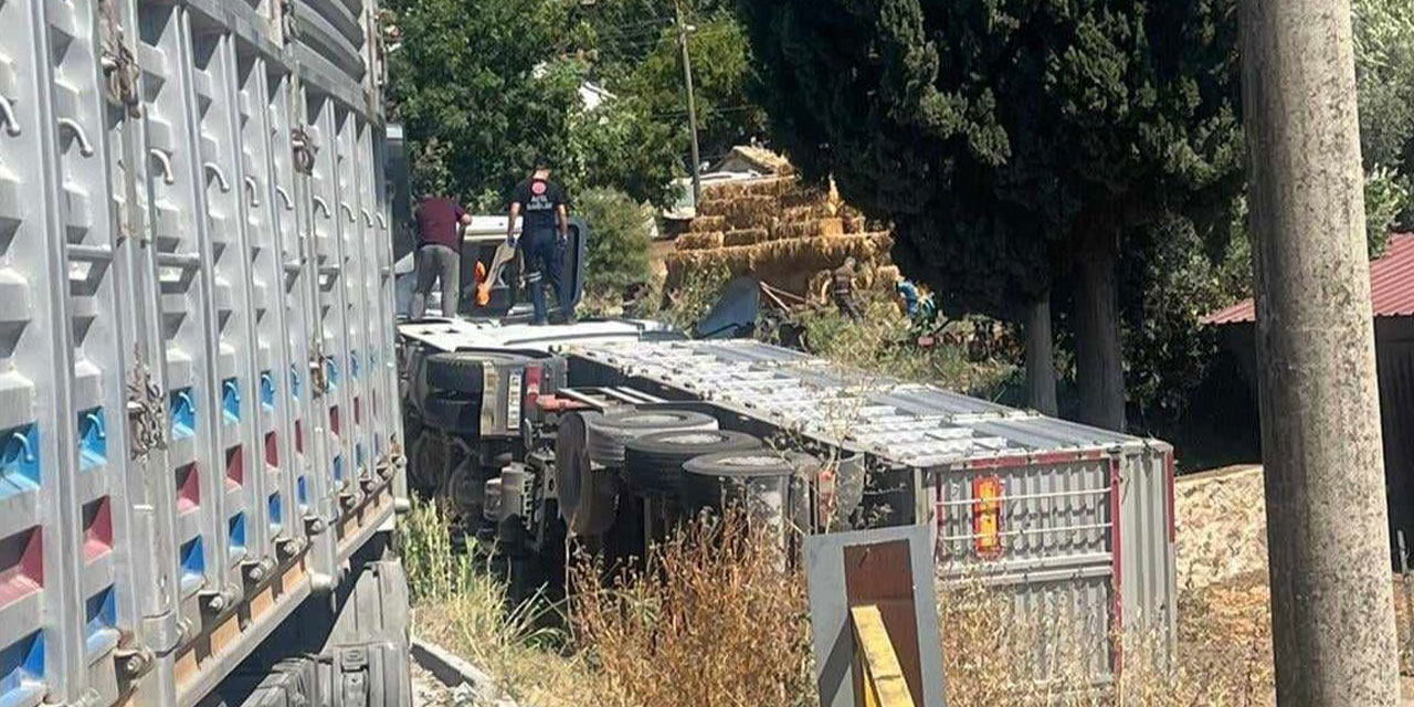 Aydın Söke'de devrilen TIR'ın şoförü hayatını kaybetti