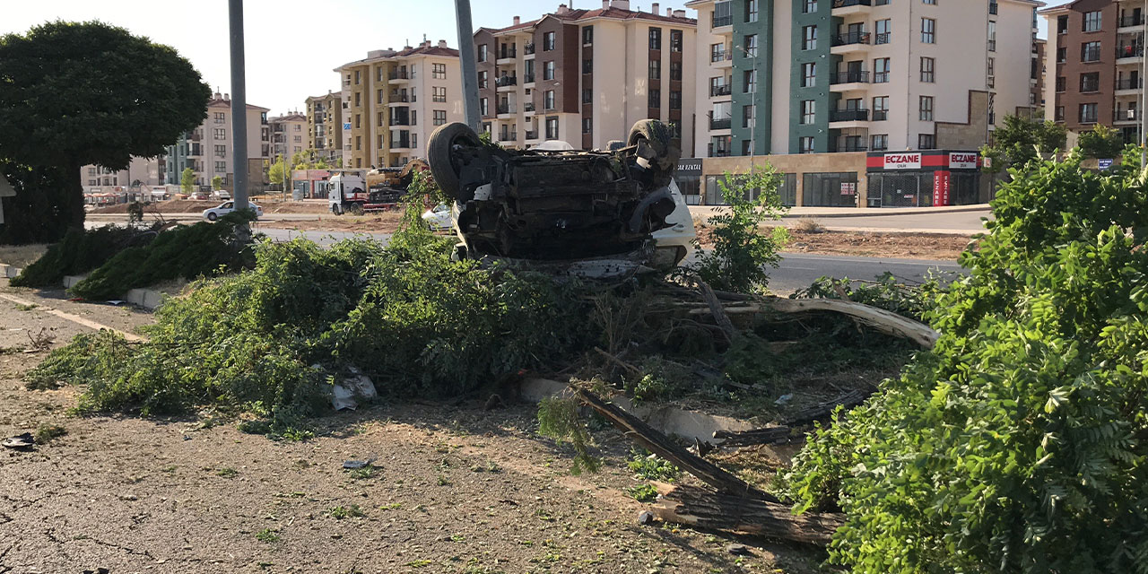 Elazığ'da aydınlatma direğine çarpan otomobil takla attı: 4 yaralı