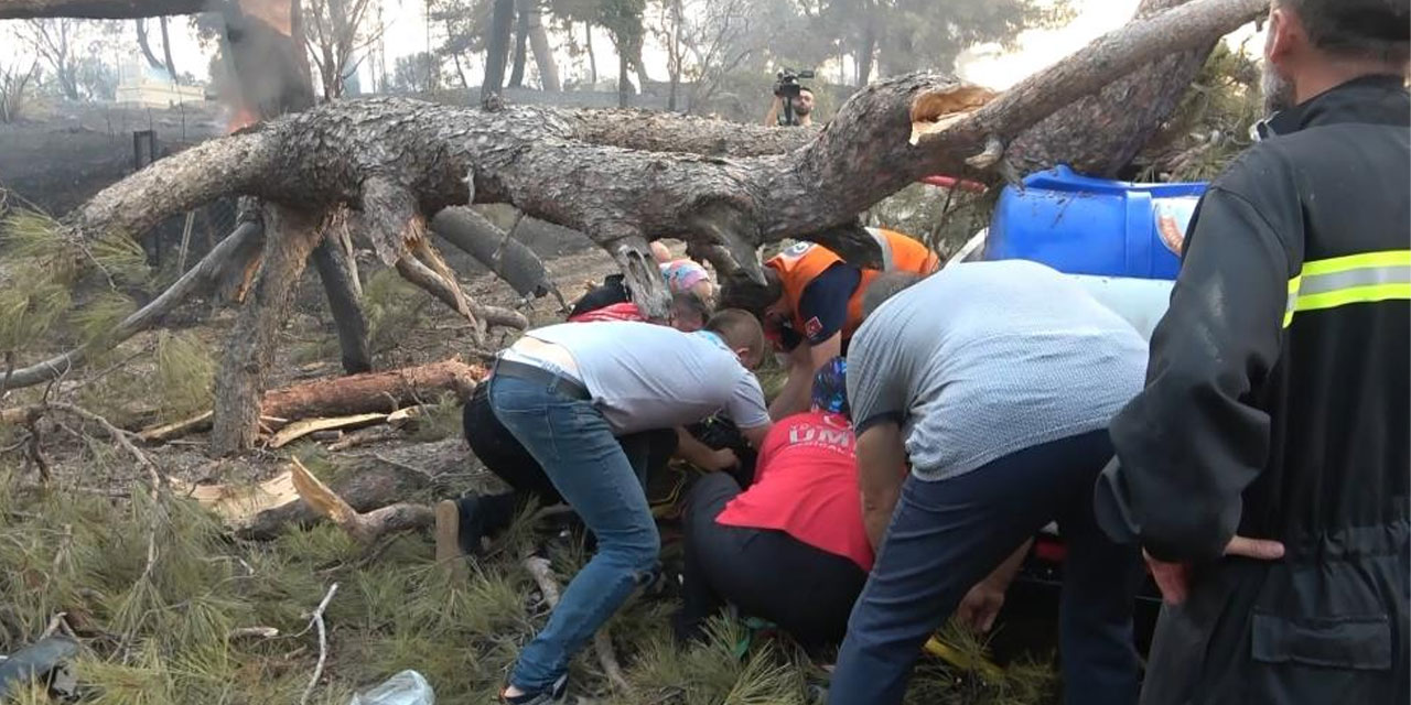 Çanakkale'de yangına müdahale eden görevlinin üzerine ağaç düştü