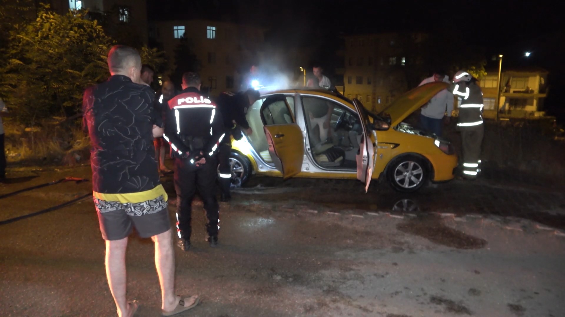 Kırıkkale'de ticari taksi yandı