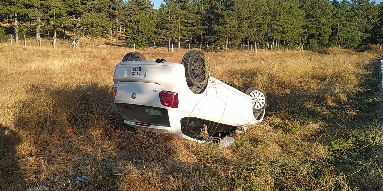 Çorum’da kontrolden çıkan otomobil takla attı