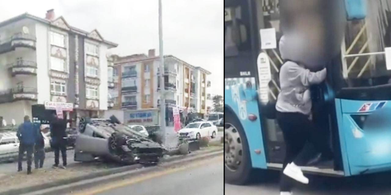 Ankara trafiğinde gergin anlar: Hem takla hem tartışma