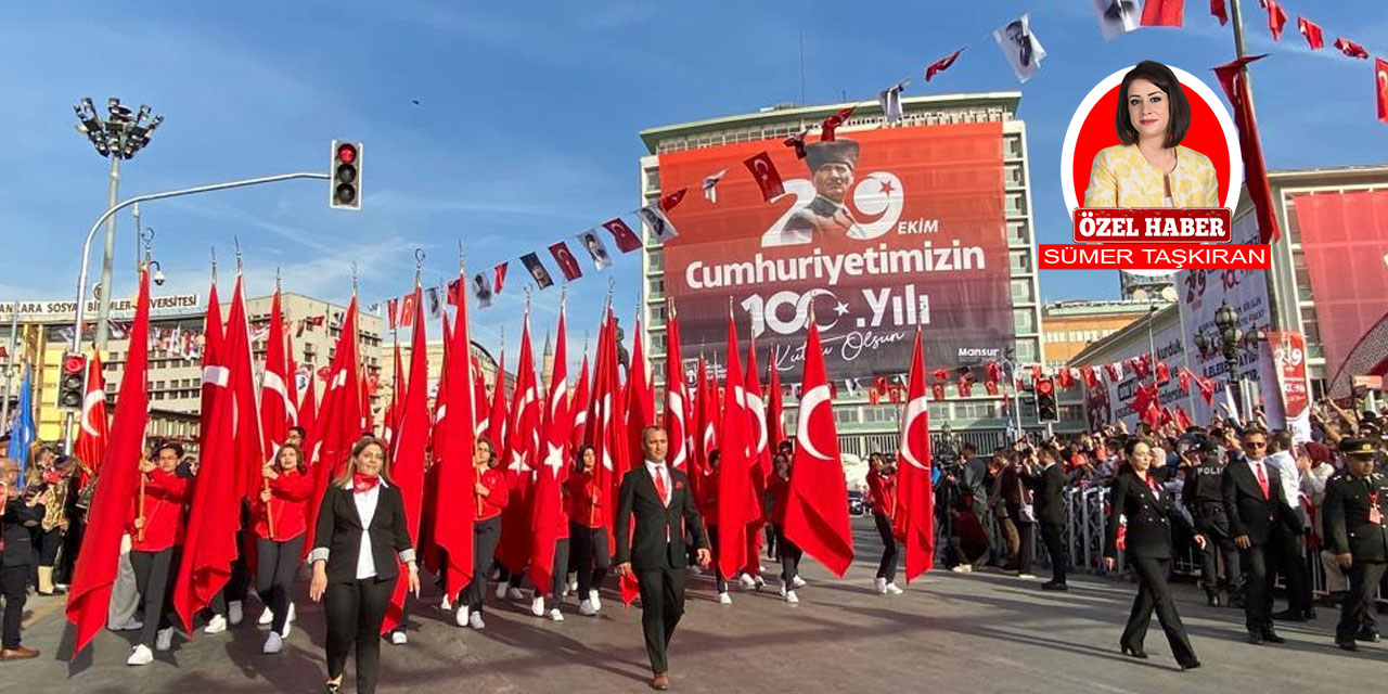 Ankara caddeleri Cumhuriyet'in 100. Yılı’nda kortej yürüyüşüyle renklendi