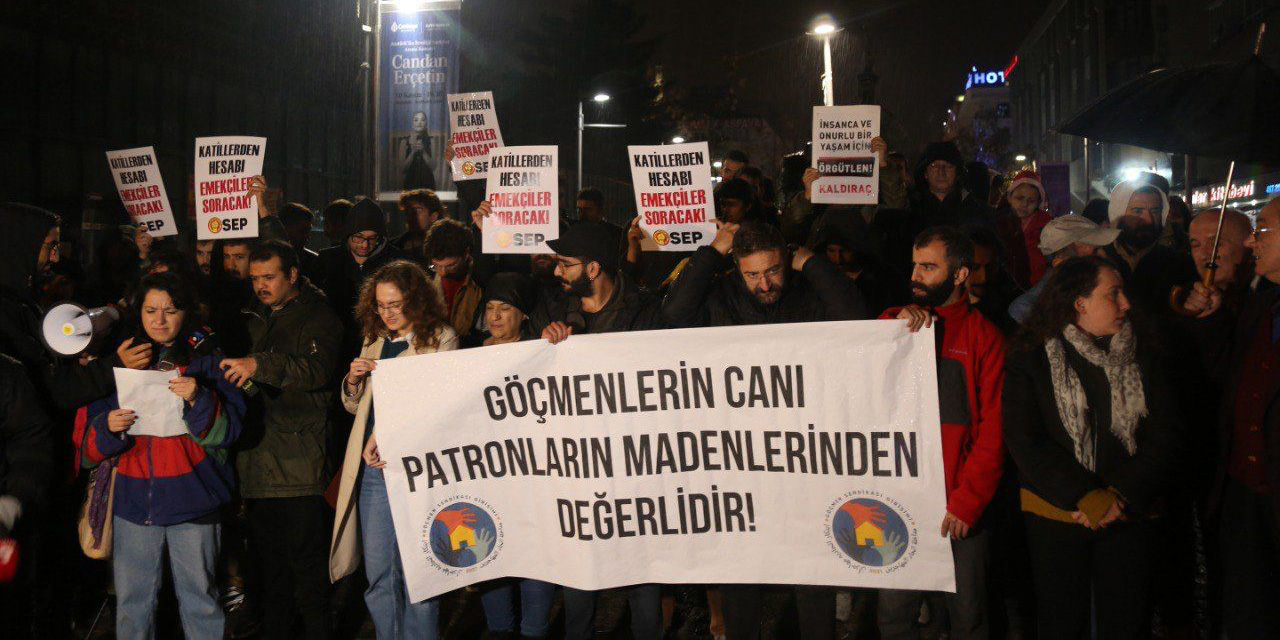Ankara'da, yakılarak öldürülen işçi için protesto