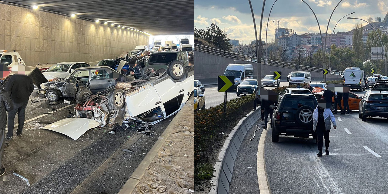 Ankara'da kaza üstüne kaza: 14 araç birbirine girdi!