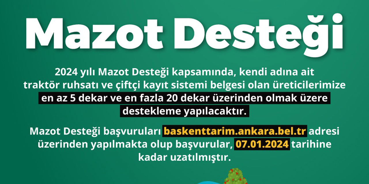 Ankara Büyükşehir Belediyesi 2024 yılında çiftçilere mazot desteği sağlayacak