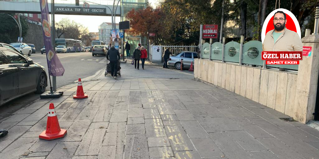 Mamak Caddesi’nde görme engelli sarı çizgilerin yeri var ama kendisi yok! Vatandaş dertli...