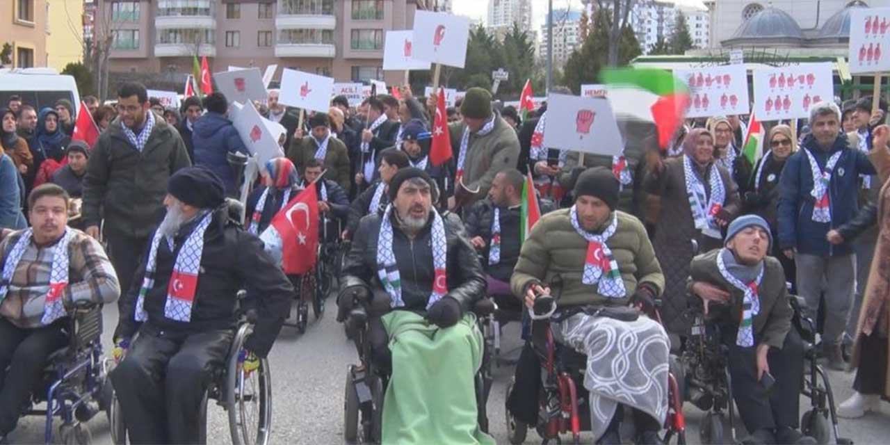 Engelliler Filistinliler ve şehitler için yürüdü