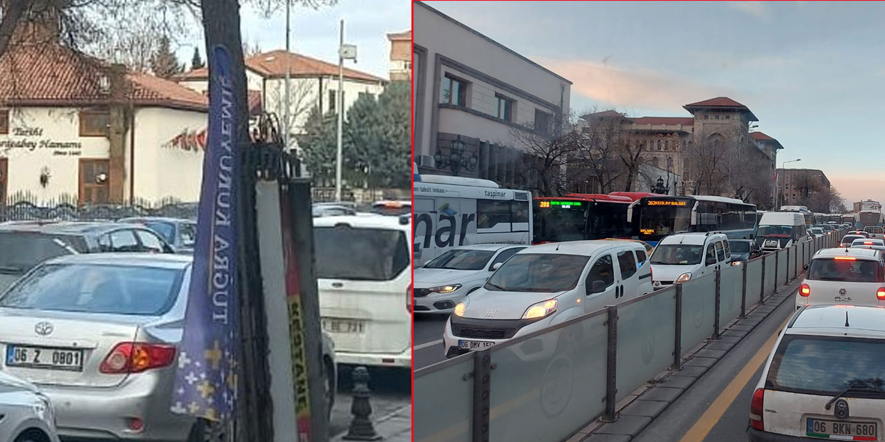 Ankara’da haftanın ilk günü trafik yoğunluğu arttı: Hamamönü ve Ulus’ta trafik kilit