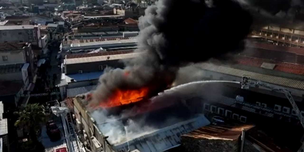 İzmir Kemeraltı'nda korkutan yangın