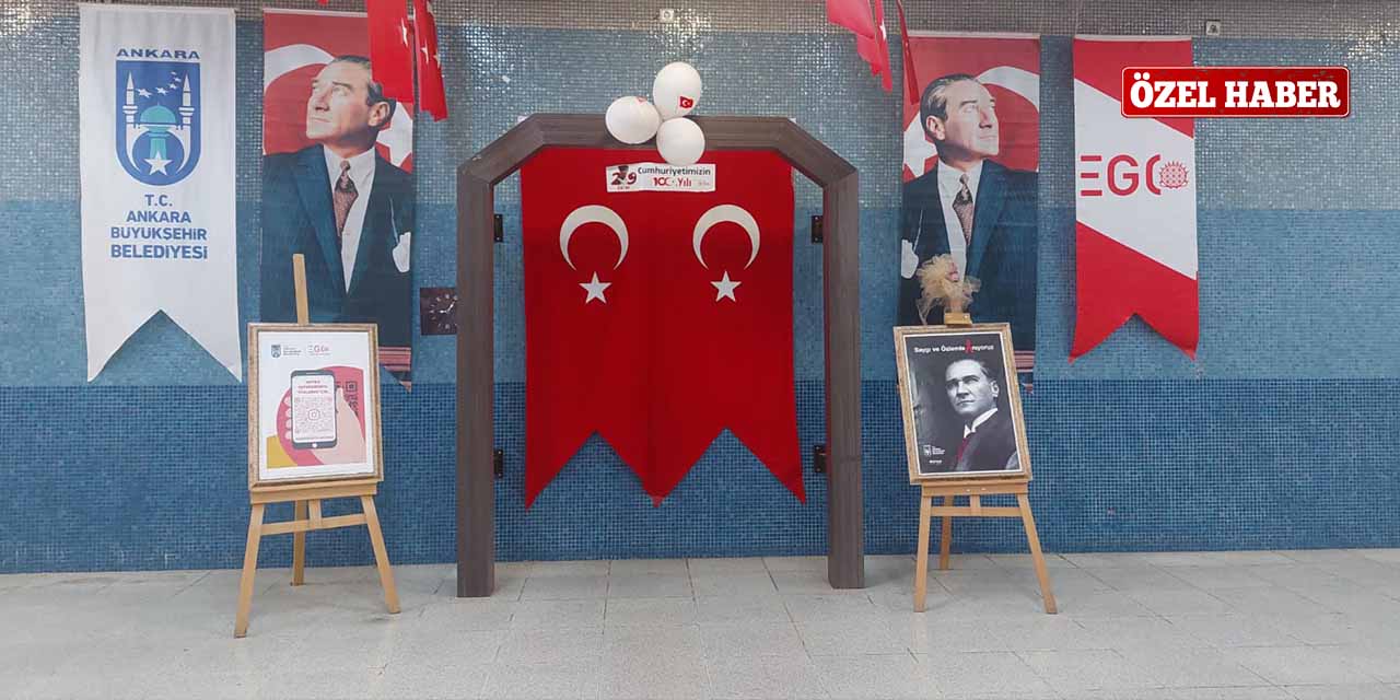 Ankara metrosunda 100. yıl fotoğraf köşesi kuruldu