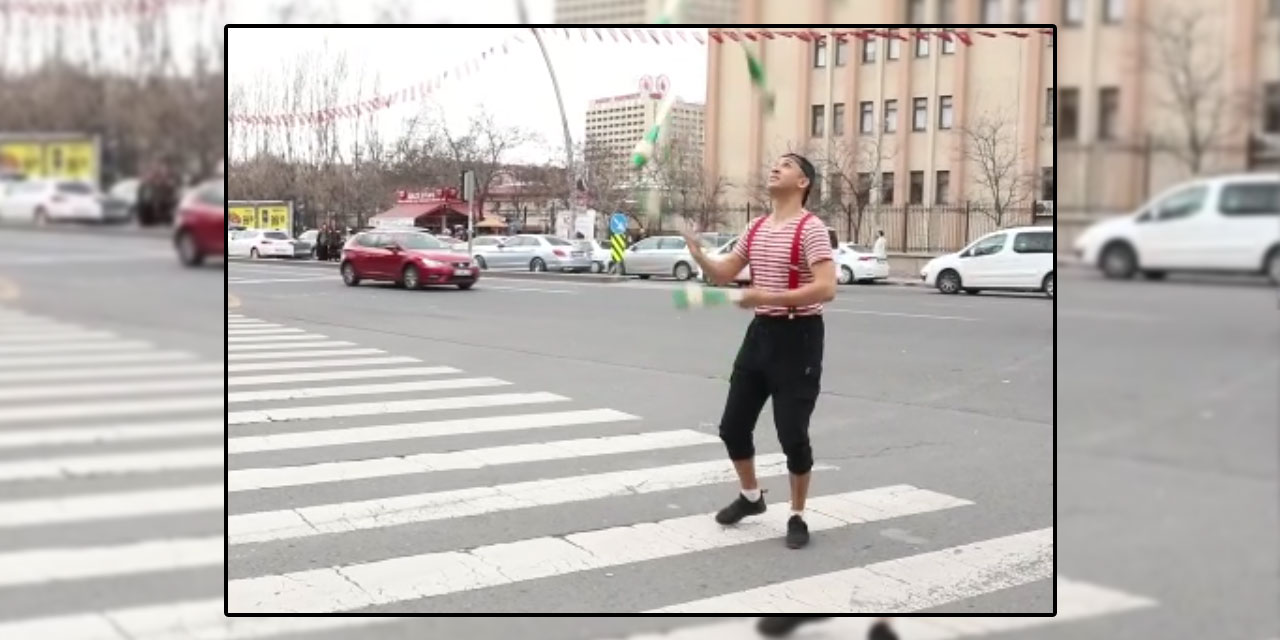 Ankara trafiğine jonglör molası