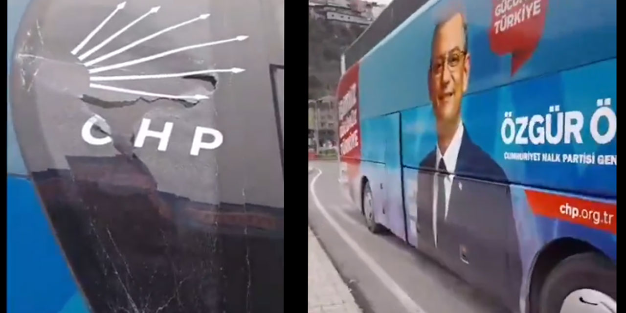 Trabzon'da CHP seçim otobüsü taşlandı