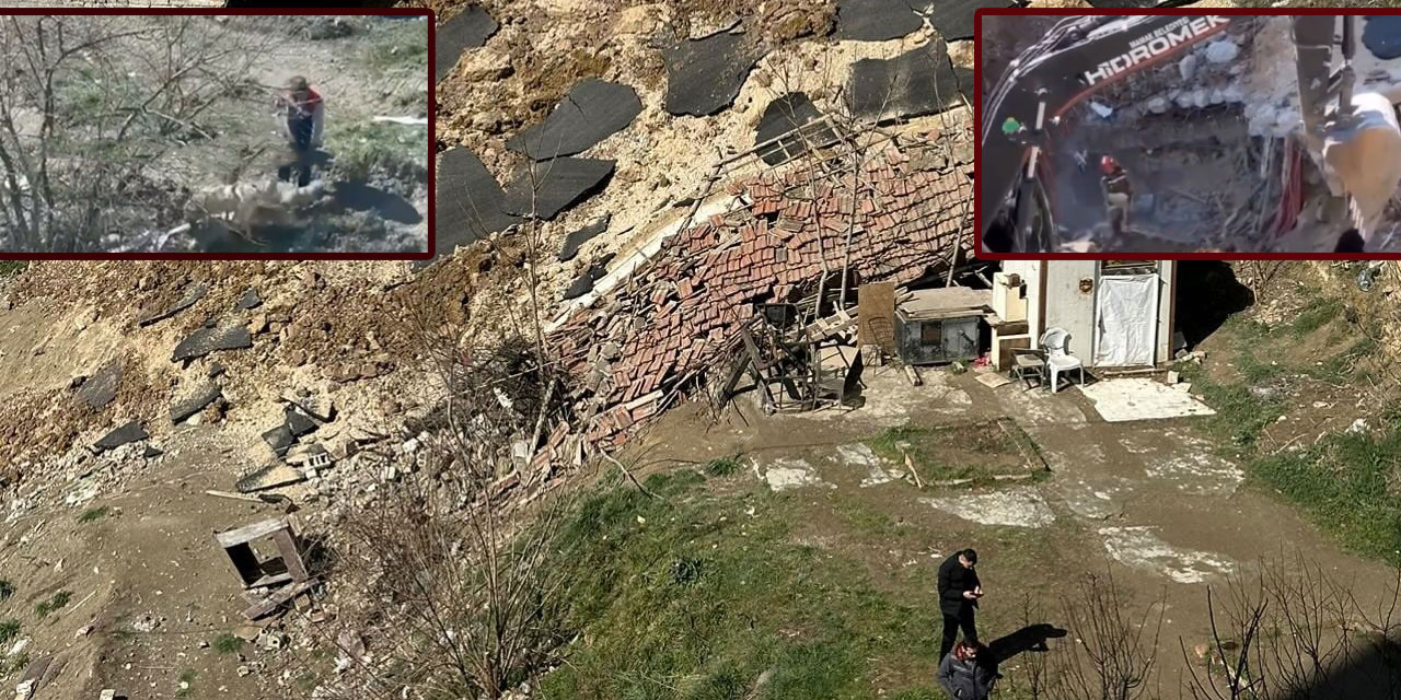 Mamak Yeşilbayır'da istinat duvarı çökmesi sonucu enkaz altında kalan canlar kurtarıldı