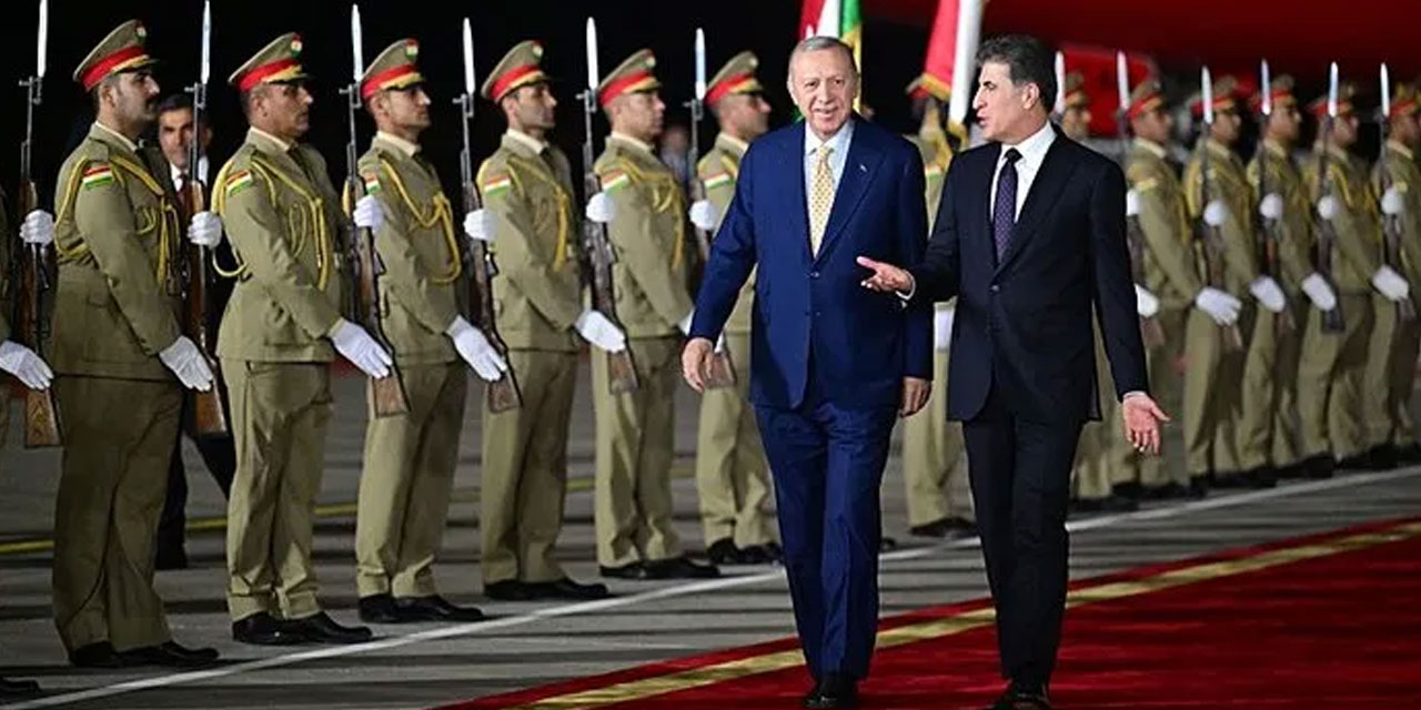 Cumhurbaşkanı Erdoğan Bağdat sonrası Erbil'e geçti: Resmi törenle karşılandı