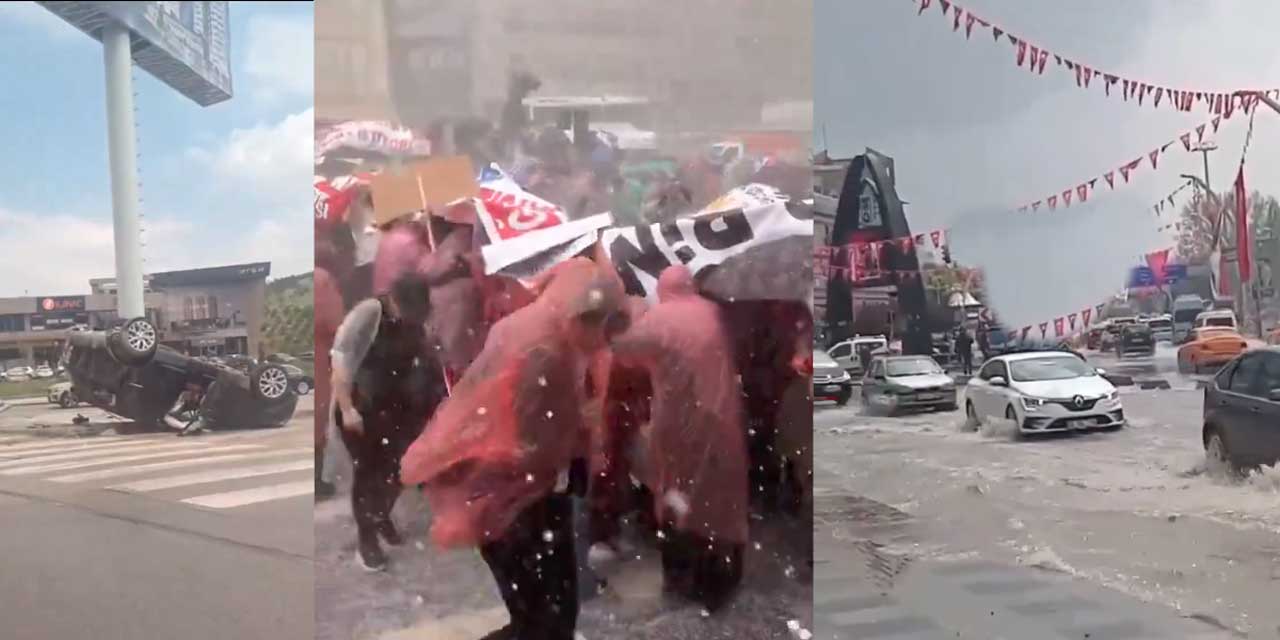 Ankara'da dolu yağışı ortalığı karıştırdı: Kaza, sel ve eylem...