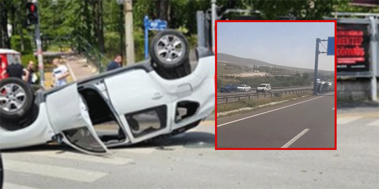 Etimesgut'ta araç takla attı! Polatlı'da TIR devrildi!