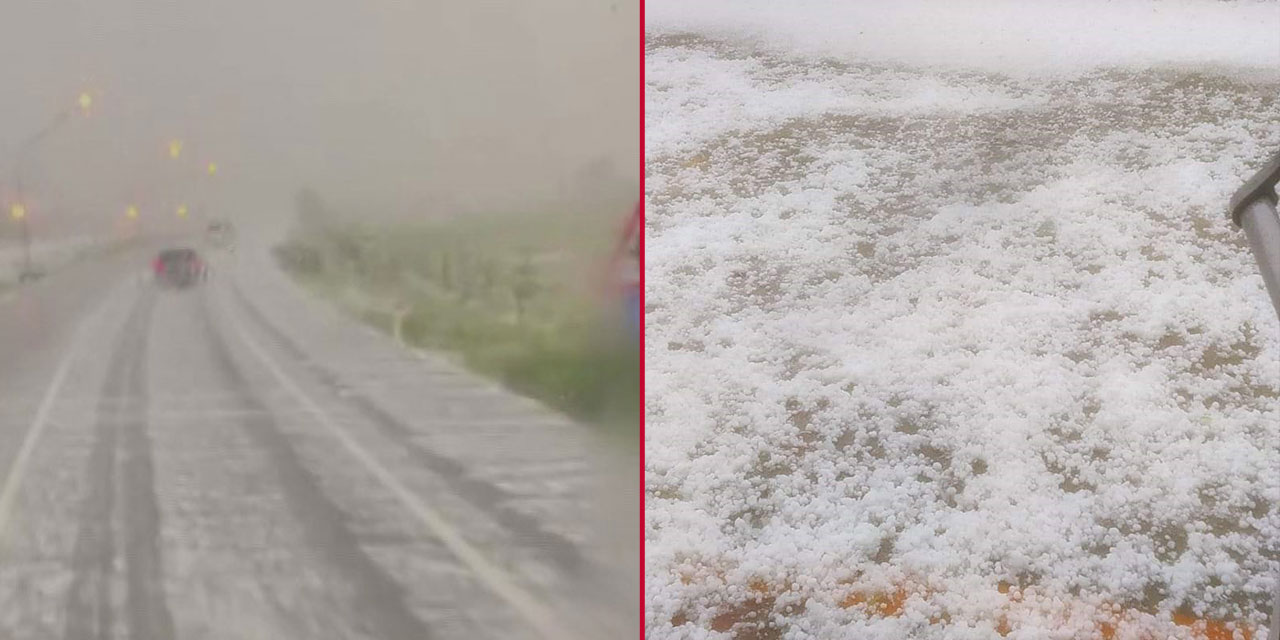 Yozgat'ta şiddetli dolu yağışı ulaşımı etkiledi, meyve ağaçları hasar gördü