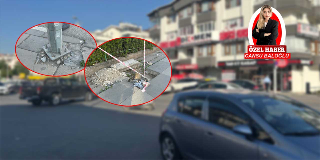 Ankara Dikmen'de bozuk kaldırım ve aşınmış trafik lambası tehlike saçıyor!