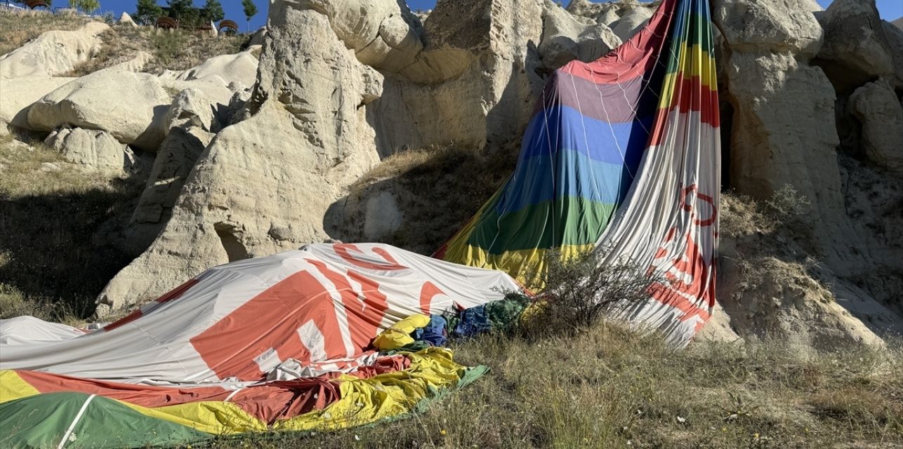 Turist taşıyan balon  zorunlu iniş yaptı!