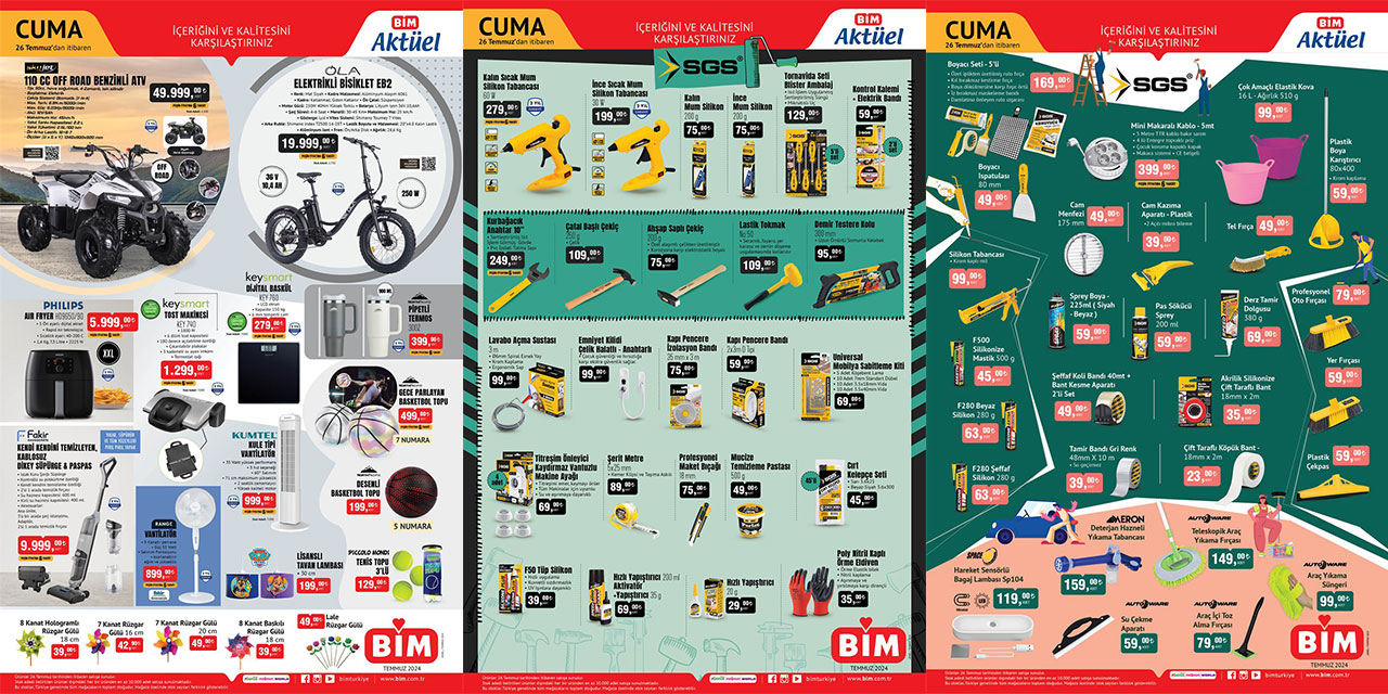 26 Temmuz BİM aktüel ürün kataloğu yayımlandı! Hırdavat ve elektrikli aletler uygun fiyata sizleri bekliyor
