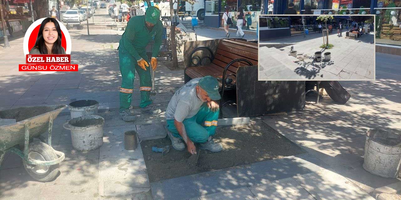 Ankara Olgunlar Caddesi'nde kırık kaldırımlara sonunda el atıldı