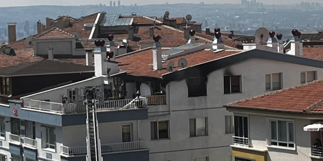 Keçiören'de bir apartmanın çatı katında yangın çıktı!