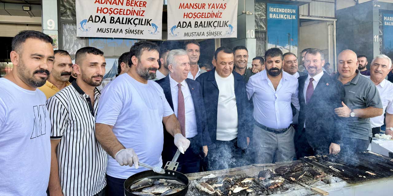 Ankara Balık Hali'nde sezon açılışında Mansur Yavaş, Fethi Yaşar, Adnan Beker ve Ümit Dikbayır bir araya geldi