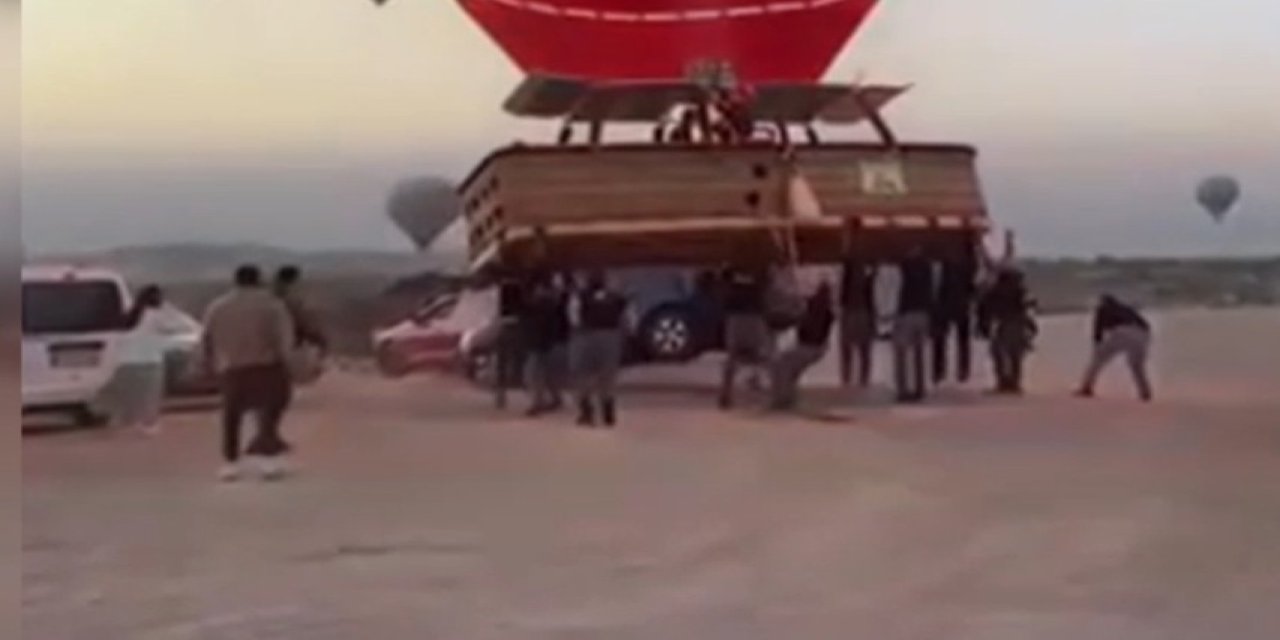 Kapadokya'da hava balonu ile araba çarpıştı!