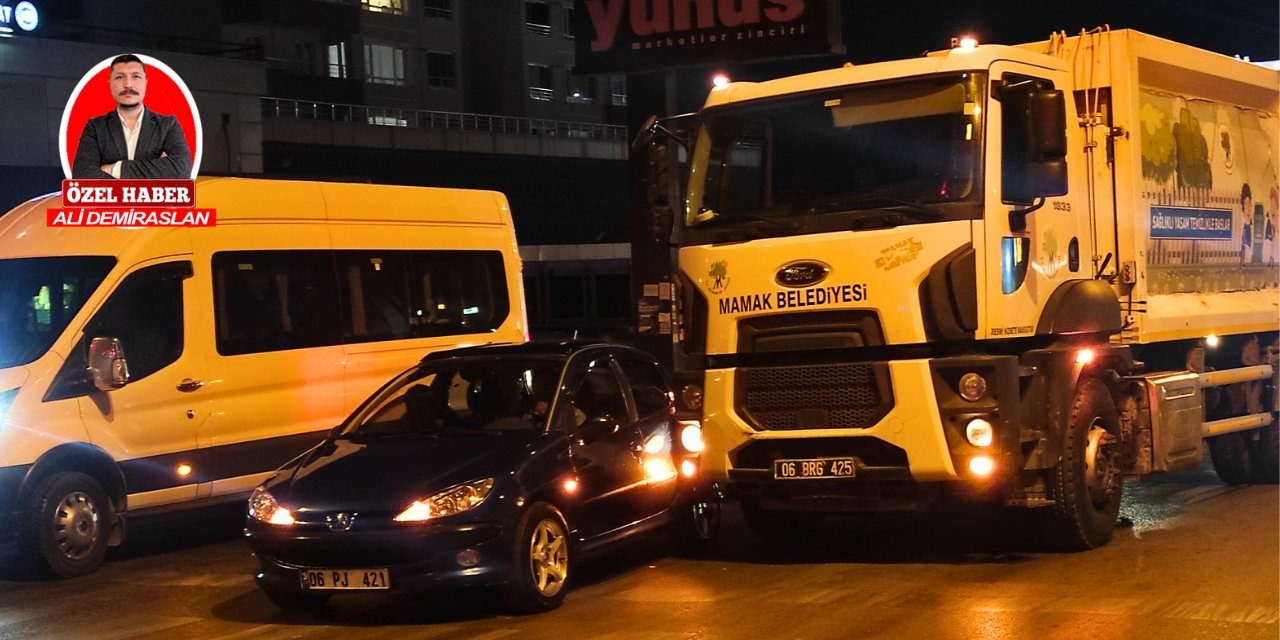 Mamak NATO Yolu Caddesi'nde çifte kaza: Trafik yoğunluğu arttı