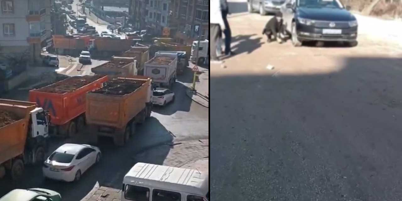 Keçiören'de heyelan sonrası doldurma çalışmaları trafiği kilitledi: 2 araç hasar gördü