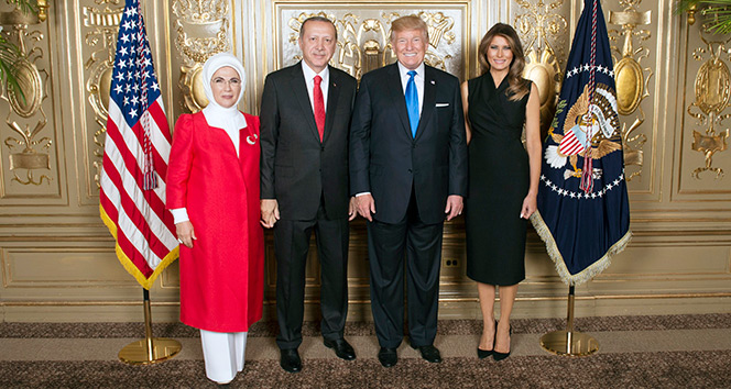 Cumhurbaşkanı Erdoğan ve eşi, Trump çiftinin resepsiyonunda