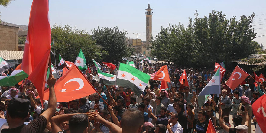 Afrin'de Türkiye'ye destek yürüyüşü