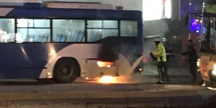 Başkent’te korkutan otobüs yangını