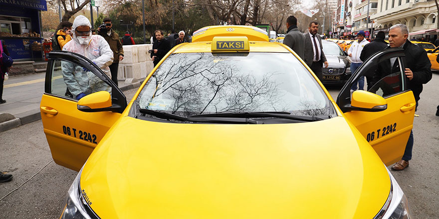 Başkent'te taksiler dezenfekte ediliyor