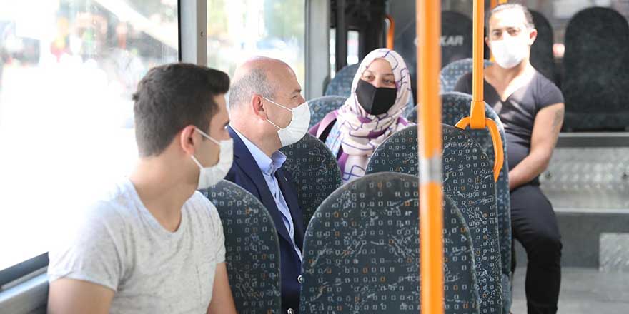 Soylu halk otobüsüne binerek vatandaşları uyardı