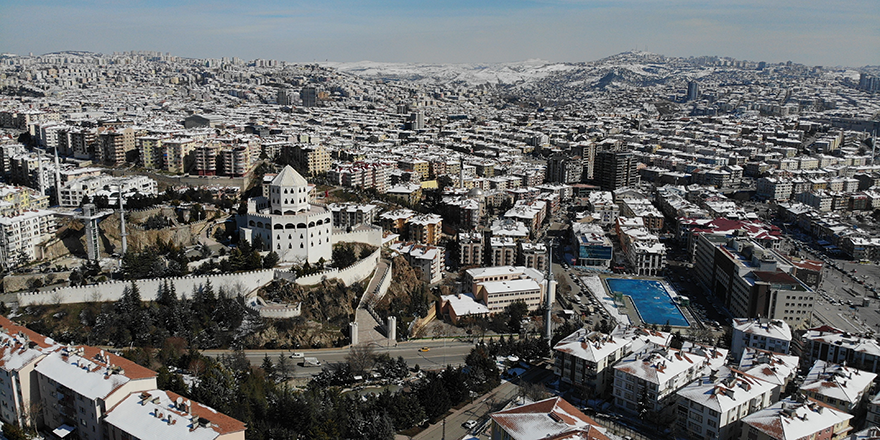 Başkent'te havadan kar manzaraları