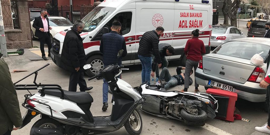 Başkent’te otomobile çarpan motosikletin sürücüsü yaralandı