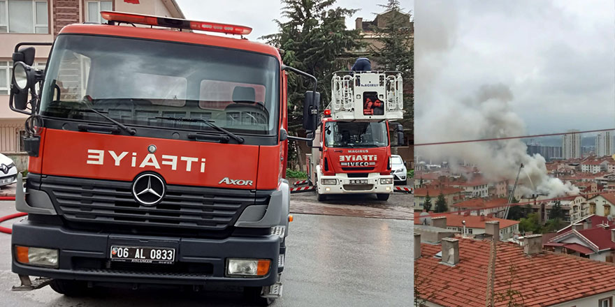 Başkentteki çatı yangını paniğe sebep oldu