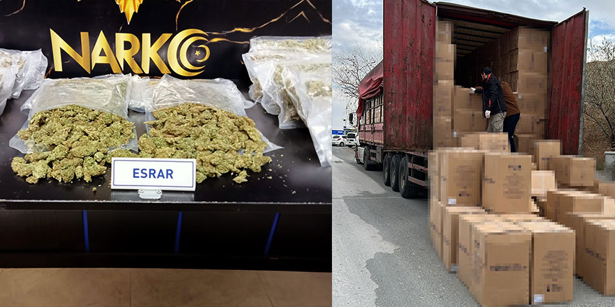 Sargı bezi yüklü tırdan 12 kilo esrar çıktı