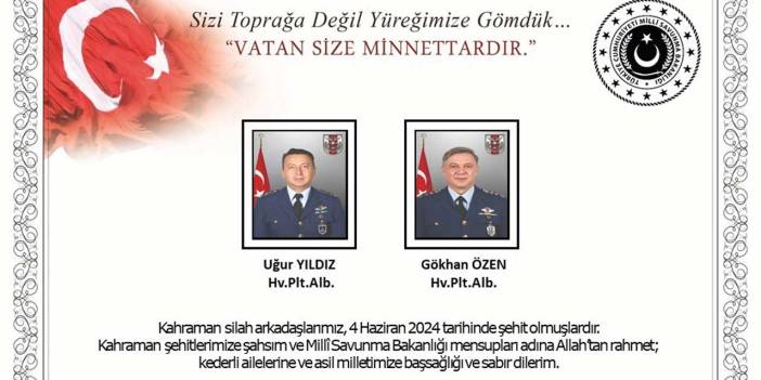 MSB, Kayseri'de şehit olan pilotların kimliğini açıkladı!