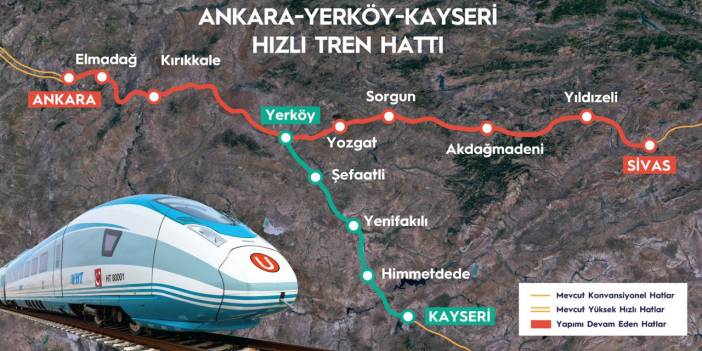 Ankara-Kayseri arası 1 saat 45 dakikaya düşüyor!