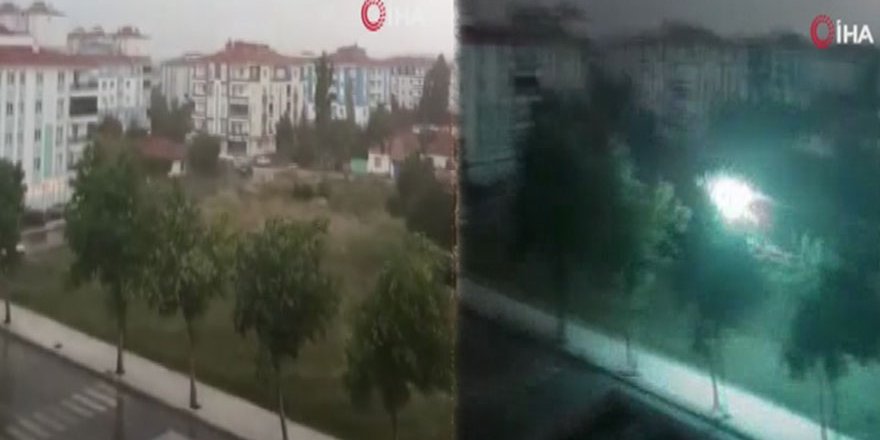 Yıldırım düşme anı böyle görüntülendi